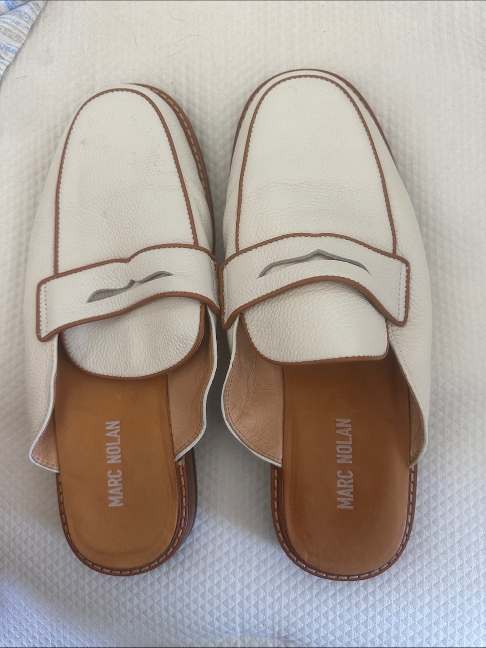 White Leather Slip-On Loafers for Men Marc Nolan